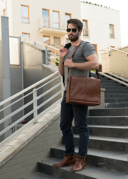 Torba na laptopa męska McKlein San Francesco brązowa