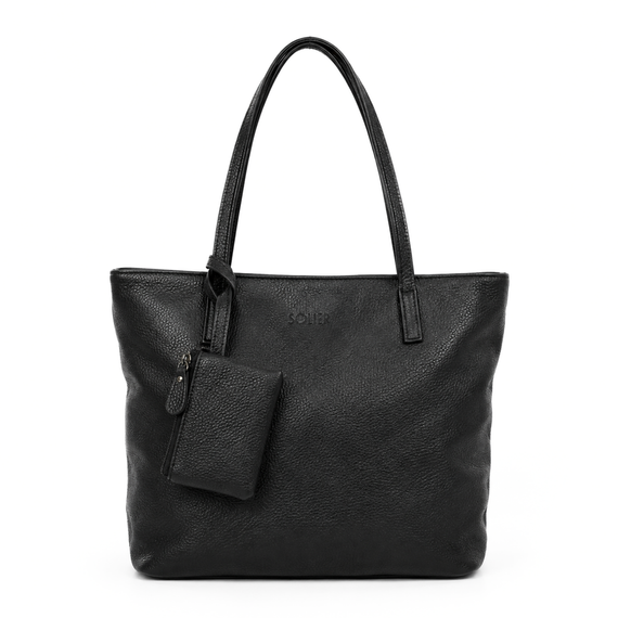 Torebka damska shopper skórzana Solier FL34 czarna
