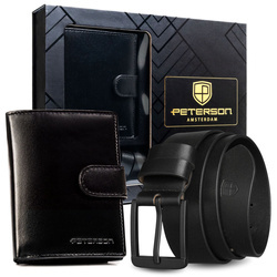 Zestaw prezentowy męski skórzany Peterson 1549L-HK czarny