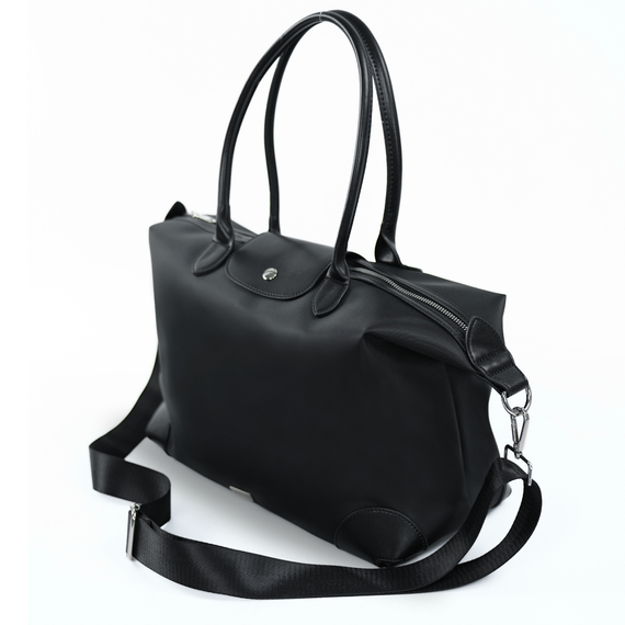 Torebka damska shopper nylonowa Solier FB48 czarna