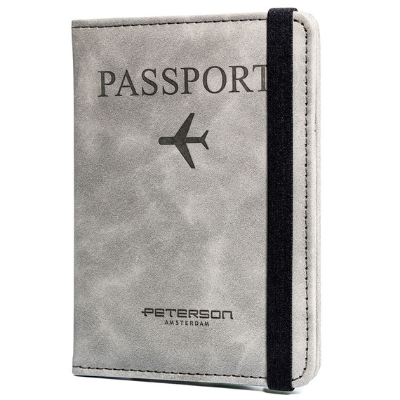 Etui na paszport z eko skóry Peterson EP-01 szare