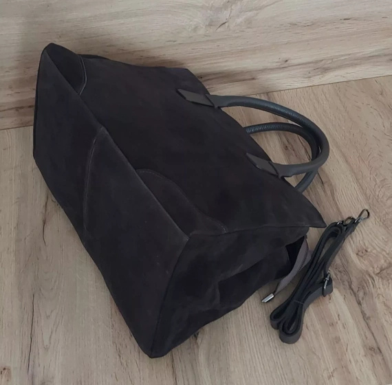 Kuferek damski zamszowy Vera Pelle WKXL85X czekoladowy