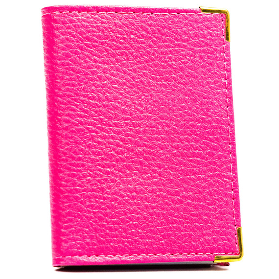 Etui na karty pionowe skórzane 302 różowe