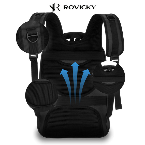 Plecak męski na laptopa z poliestru Rovicky R-PTY-06 czarny