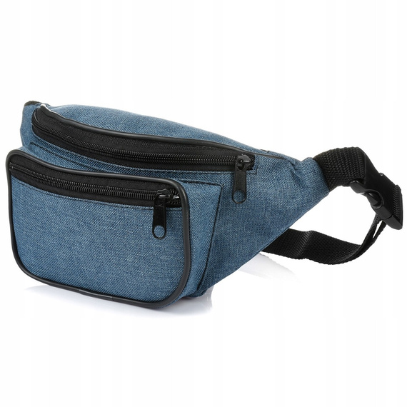 Nerka biodrowa materiałowa saszetka unisex G82 niebieska jeans