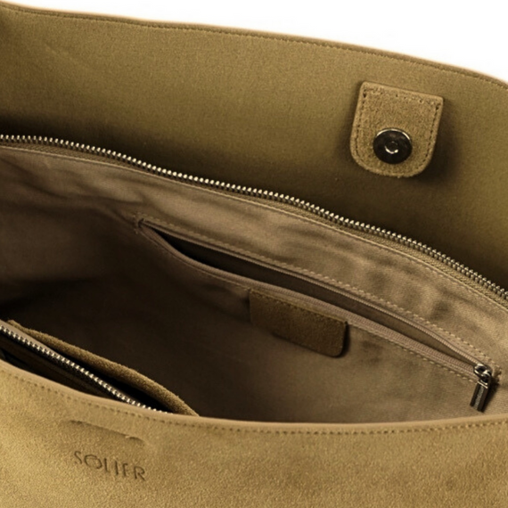 Torebka damska shopper zamszowa Solier FL38 camel
