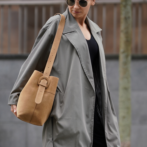 Torebka damska shopper zamszowa Solier FL39 camel