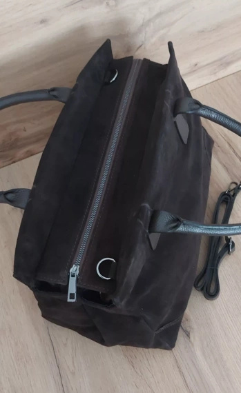 Kuferek damski zamszowy Vera Pelle WKXL85X czekoladowy