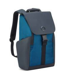 Plecak na laptopa z poliestru Delsey Securflap turkusowy