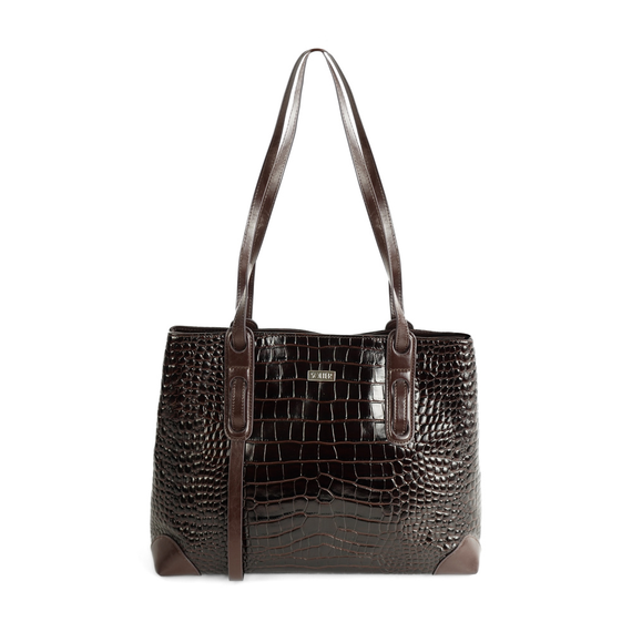 Torebka damska shopper skórzana Solier FL56 brązowa
