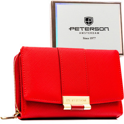 Portfel damski RFID z eko skóry Peterson 0015-SAF czerwony