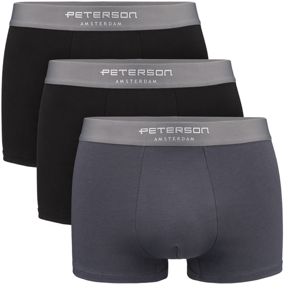 Bokserki męskie bawełniane Peterson B01L czarno-szare