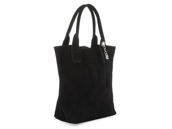 Torebka damska shopper zamszowa Vera Pelle L82 szara