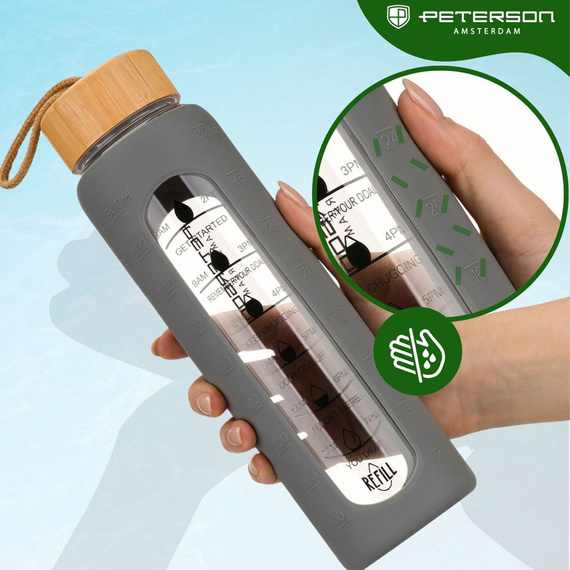Butelka na wodę szklana Peterson SBW-01 szara