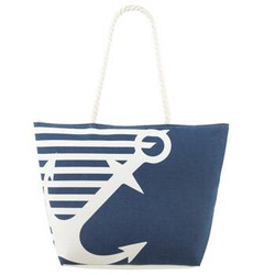 Torba damska plażowa z tkaniny Bellugio ZX-14475 granatowa