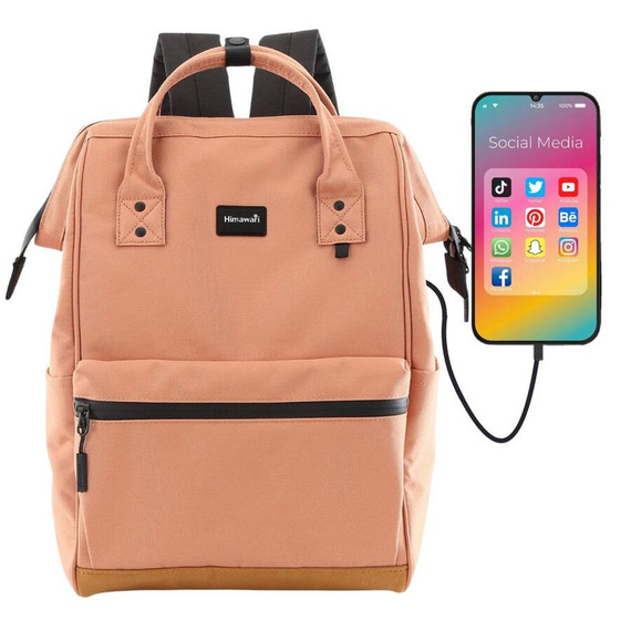 Plecak damski na laptopa Himawari 124 jasnopomarańczowy