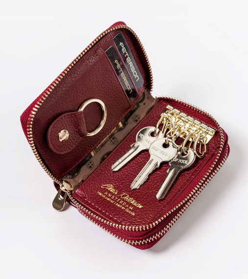 Etui na klucze skórzane Peterson BC-6000 czerwone