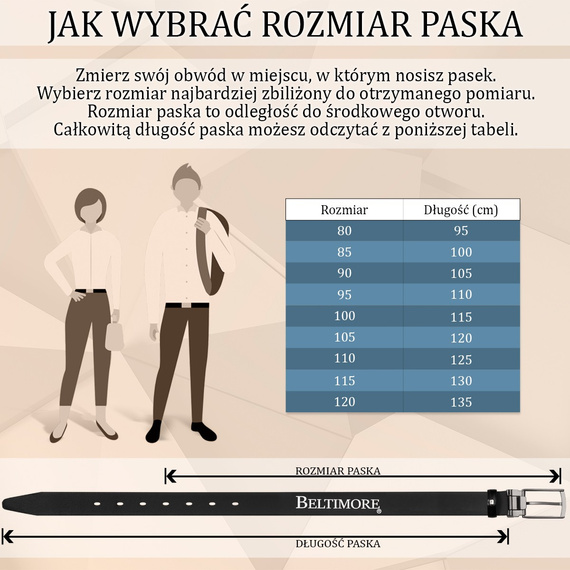 Pasek damski skórzany Beltimore D73 115 cm ciemnobrązowy