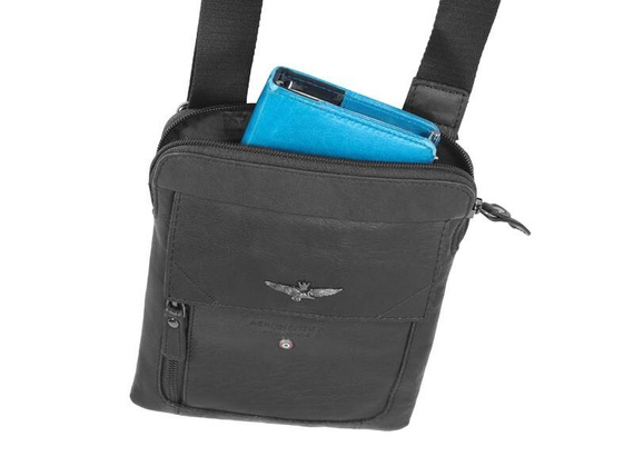 Torba na ramię skórzana Aeronautica Militare AM-301 czarna