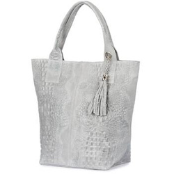 Torebka damska shopper skórzana Vera Pelle L94 jasnoszara