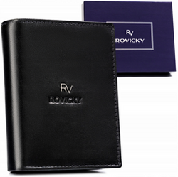 Portfel męski na dokumenty skórzany Rovicky RV-75699 czarny