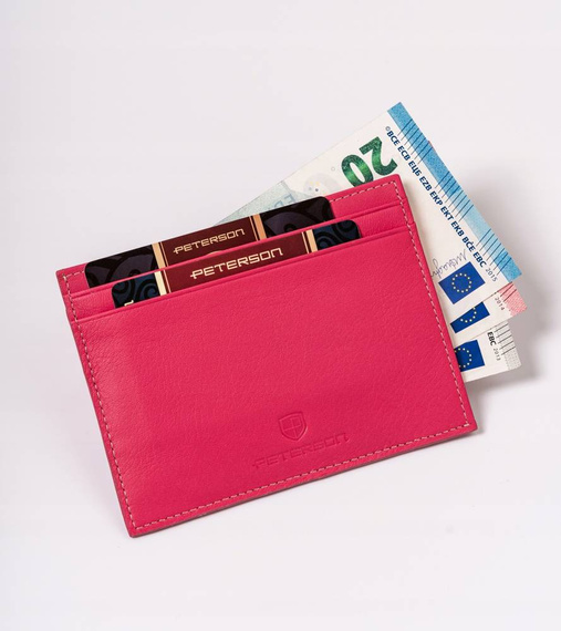 Etui na karty skórzane Peterson CAW22722 różowe