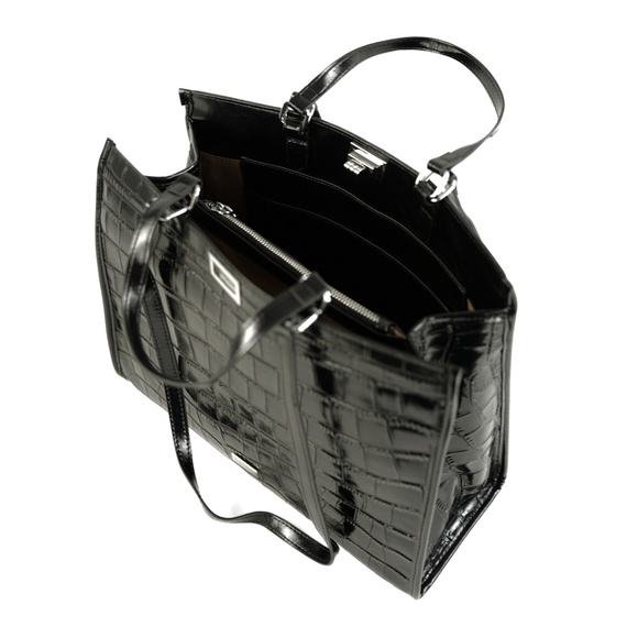 Torebka damska shopper skórzana Solier FL63 czarna
