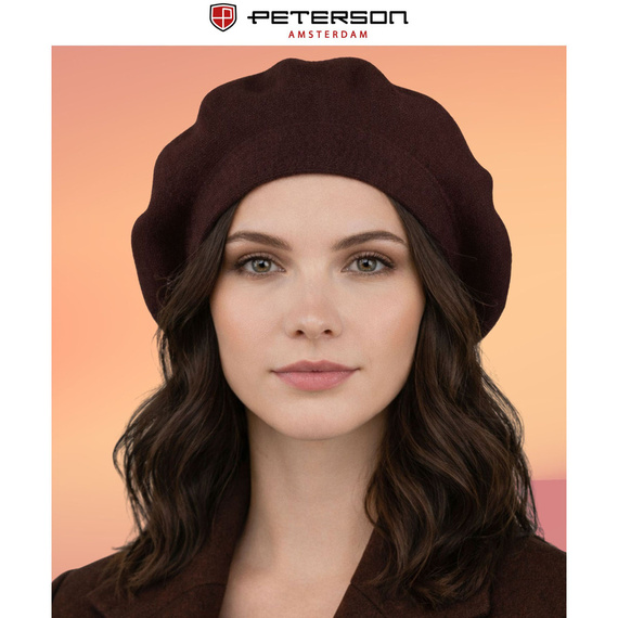 Beret damski Peterson BER-A10 brązowy