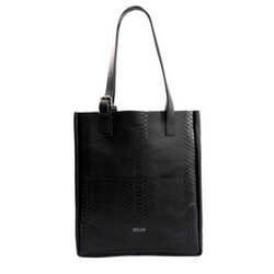 Torebka damska shopper skórzana Solier FL27 wężowa czarna
