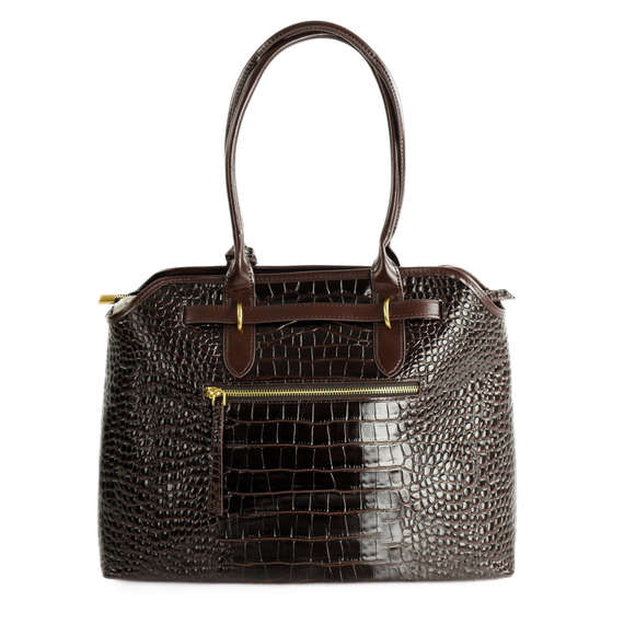 Torebka damska shopper skórzana Solier FL57 brązowa