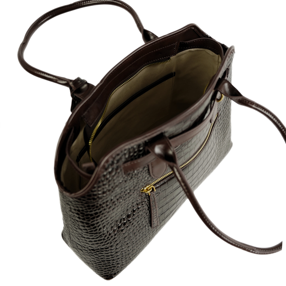 Torebka damska shopper skórzana Solier FL57 brązowa
