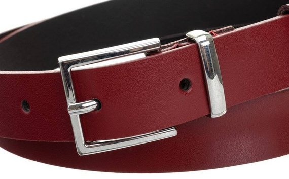 Pasek damski skórzany PD-NL-2,5-105 czerwony