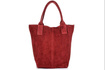 Torebka damska shopper zamszowa Vera Pelle L82 bordowa