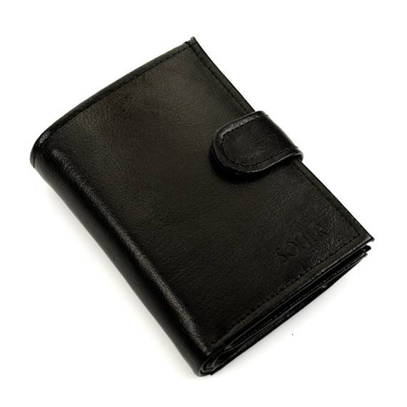 Skórzany portfel męski z zapięciem czarny - SOLIER SW01